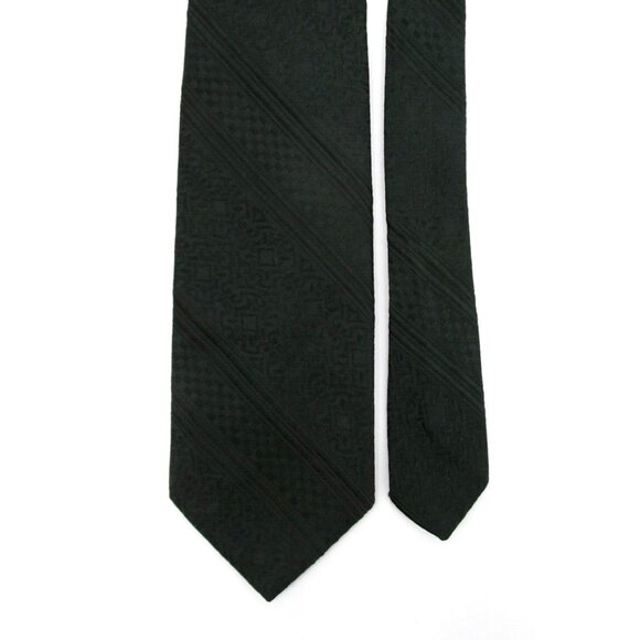 Vintage 70s Wemlon by Wembley Necktie Green Textured Brocade Wide 54x4" - Picture 3 of 10